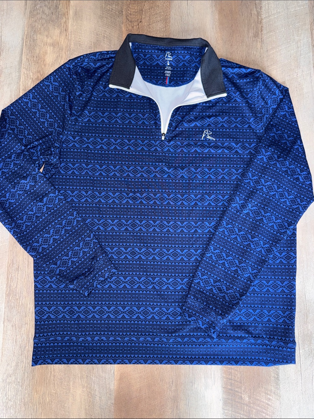 Rhoback Men’s Large Navy and Black Geometric Quarter-Zip